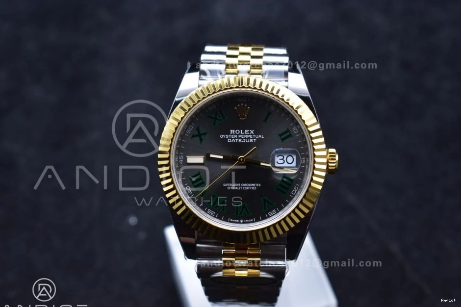 on Dial ARF SS YG SH3235 YG Edition (Gain Jubilee Gray DateJust 41 126333 Best SS 904L Weight) Roman Bracelet Steel Green 1:1 0114